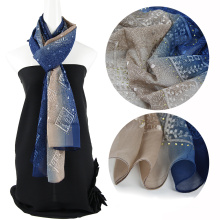Мода двухцветный цвет эмблемы шелковый шарф обычай с блестками